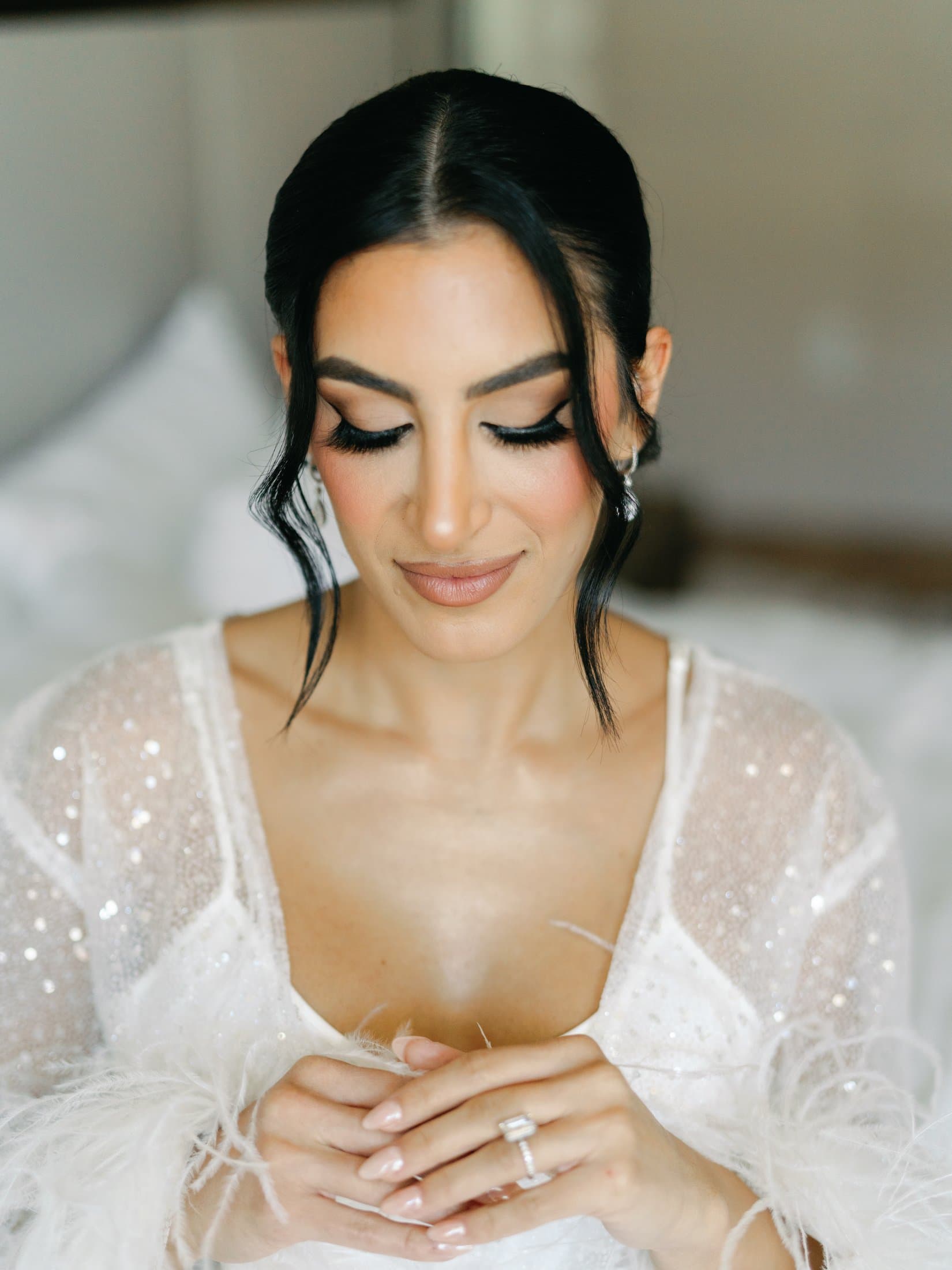 Glowing bridal beauty close-up